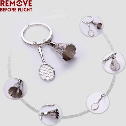 REMOVE BEFORE FLIGHT Badminton Racket Keyrings for Sports Lover New Keychain Accessories Key Chain for Keys Chaveiro 10 PCS/LOT