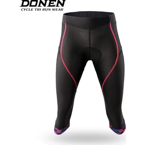 DONEN Summer Quick Dry Cycling Cropped Pants With 6D TPI Pad/ Lycra Bicycle Pants Women Cycling Pants Black Ropa Ciclismo