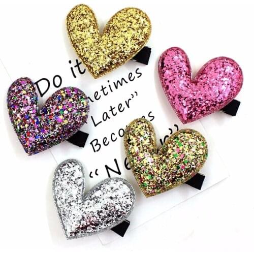 Boutique 20pcs Fashion Cute Heart Hairpins Kawaii Solid Glitter Candy Colors Heart Hair Clips Party Headwear Hair Accessories