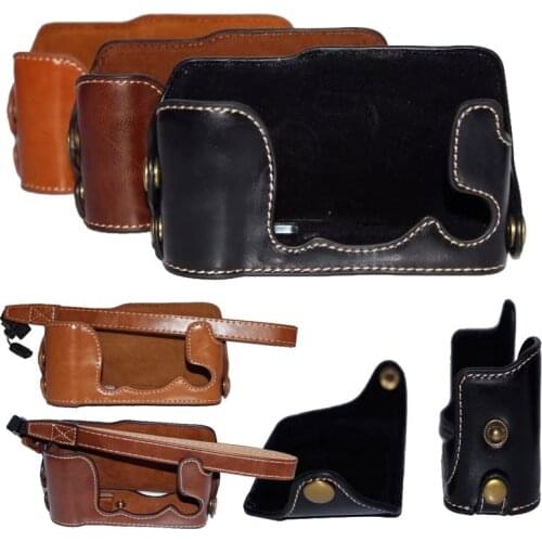 PU Leather Half Body Case for Fujifilm XA3 XA10 X-A3 XA-10 Camera Bag Cover with Battery Opening