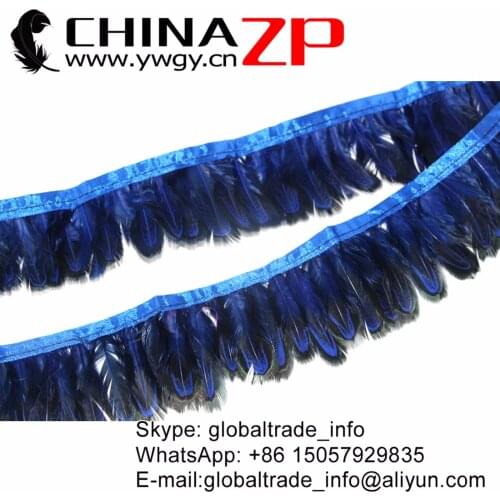 CHINAZP Factory 10 Yard Good Quality Dyed ROYAL BLUE Almond Ringneck Pheasant Plumage Feather Trim frim CHINAZP Factory