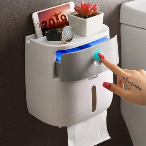 Double Layer Toilet Paper Holder Waterproof Storage Box Wall Mounted Toilet Roll Dispenser Portable Toilet Paper Holders