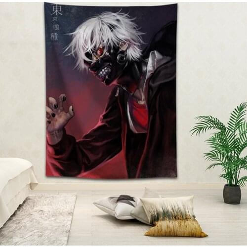 Hot Sale Custom Anime Tokyo Ghoul Printed Tapestry Background Decorative Tapestry Various Sizes Wall Hanging Decor