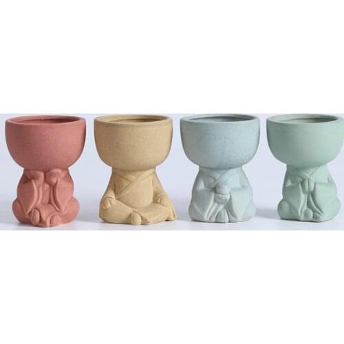 Humanoid ceramic flowerpot creative cartoon succulents container desktop flower arrangement vase home decoration birthday gift