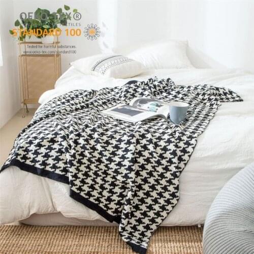 Cotton Blanket Black White Houndstooth Blanket Sofa Throw Blanket Quilt Bed Spread