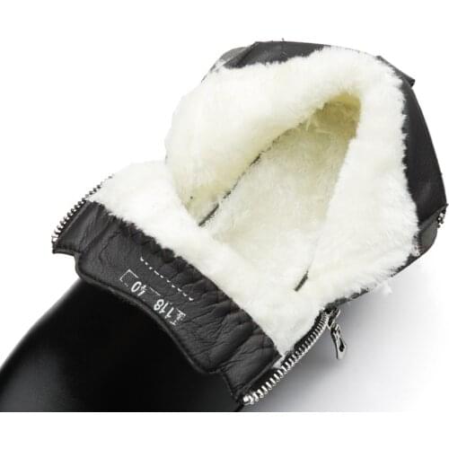 Italian Men Boots Business Winter Zipper Mens Chelsea Classic Designer Boots Thick Fur Leather Oxfords