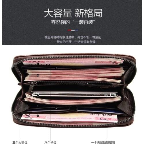 Leather Mens Wallet RFID Blocking Long Purse Coin Case Passport Cover For Mens Credit Card Holder