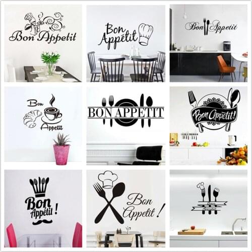 Bon Appetit Wallpaper For Kitchen Home Design Wall Decoration Sticker Self-adhesive Removable DIY Mural Restaurant Decor Decals