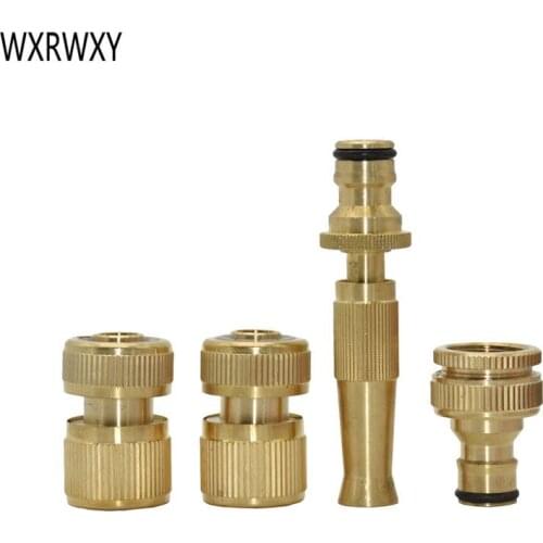 Brass 1/2 inch quick connector Water gun Car wash Kit Garden Irrigation Kit Copper adapter joint hose waterstop connector 1set