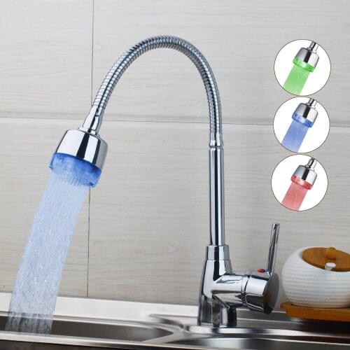 LED Contemporary Novel Design and Favorable Price Kitchen Faucet Chrome 360 Degree Swivel Distinguished Kitchen Faucet