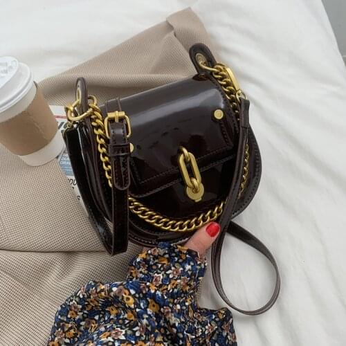 Cross small handbag for bright shire women, round womens bracelet with chain and push lock