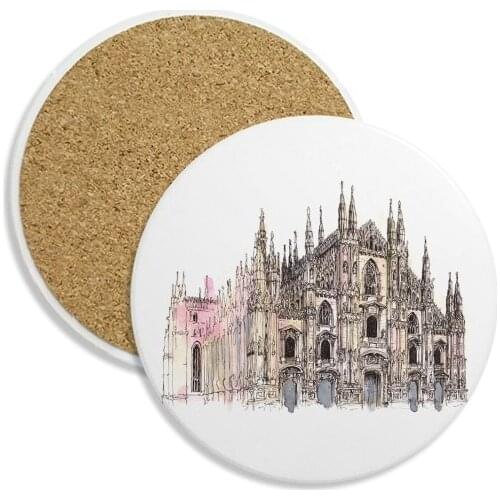 Milan Cathedral in Milan Italy Ceramic Coaster Cup Mug Holder Absorbent Stone for Drinks 2pcs Gift