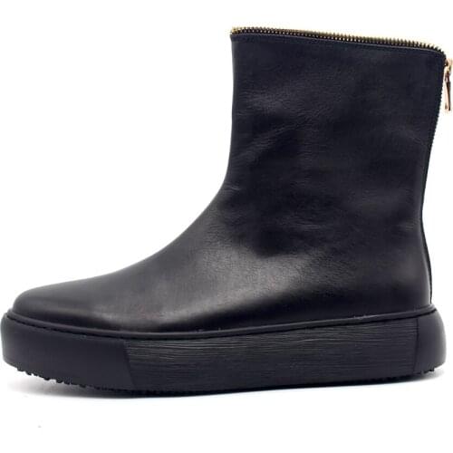 Winter Fashion High-End Genuine Leather increase Black casual Boots short Men boots Zip Ankle Mens Boots