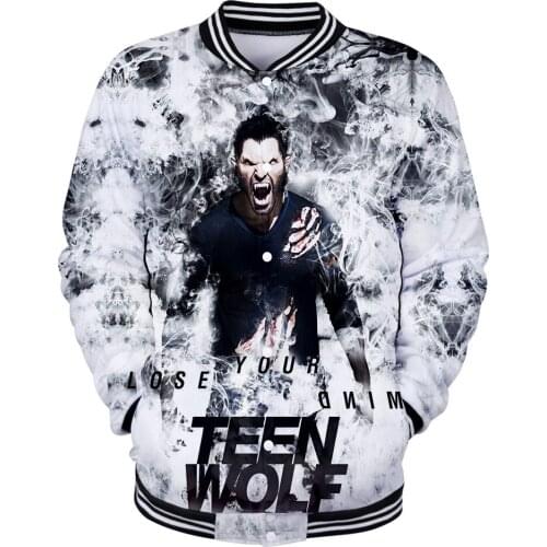 Teen Wolf Baseball Jacket 3D Funny Sweatshirt Fashion Print Streetwear Mens Coat Students Leisure Tops Teen Wolf Jackets