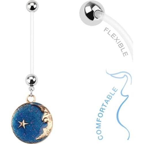 Neylanly Fashion Gold Starry Sky Pregnancy Belly Button Rings Surgical Steel Body Jewelry Sexy Pregnant Navel Piercing