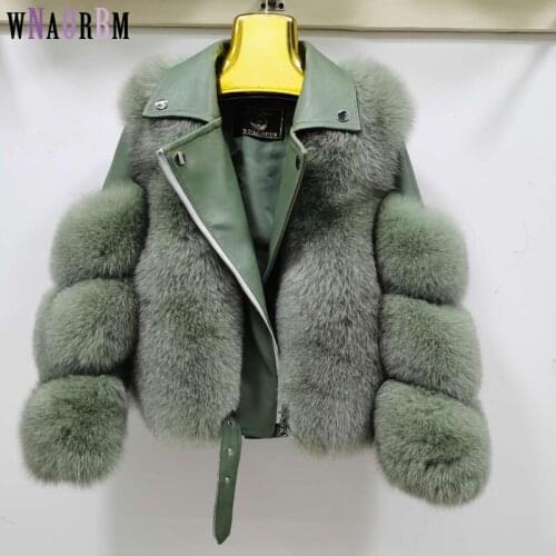 2021 Winter New Fashion Real Fox Fur Coats With Genuine Sheepskin Leather Wholeskin Natural Fox Fur Jacket Outwear Luxury Women