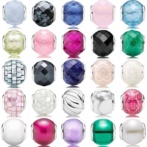 NEW 100% 925 Sterling Silver Beads Charms Multicolor Essence Murano Glass Beads collocation DIY Bracelet & Bangle fine jewelry