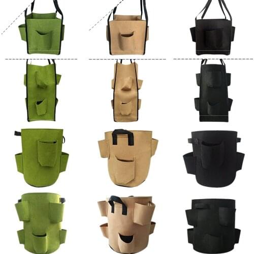 New Hanging Strawberry Planting Bag Grow Bags Felcloth Planting Container Bag Garden Pot Courtyard Outdoor Use Flower Pot