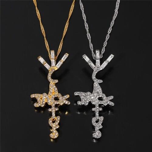 Punk Travis Scott Product Brand Cactus Jack Shape Pendant Necklace Ice Crystal Cubic Zirconia Pendant Hip Hop Jewelry Gift