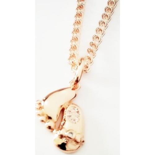 Women Pendants Trendy Cubic Zircon Pendant Women Men Jewelry 585 Gold Color Feet Shape Pendant Necklace