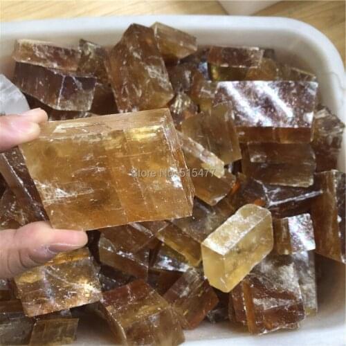 Natural Yellow Calcite Slabs Raw Rough Crystal Gemstone Iceland Spar for sale