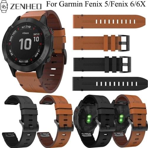 22mm 26mm Leather Strap For Garmin Fenix 6/6X Replacement Quick Release Watchband for Garmin Fenix 5/5 Plus/5X Smart Watch Band