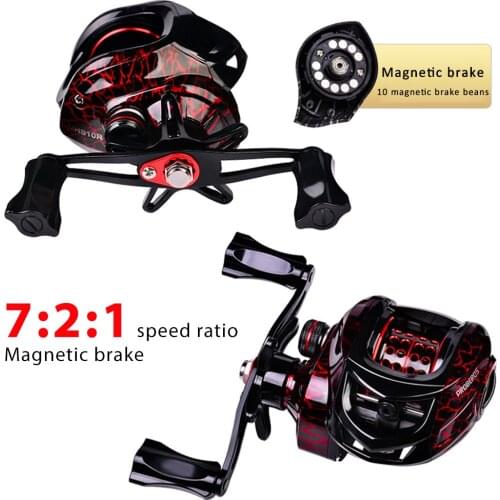 Baitcasting Fishing Reel All Metal Spool 7.2:1 10kg Max Drag Saltwater Sea Fishing Wheel Magnetic Metal Casting Fishing Reel