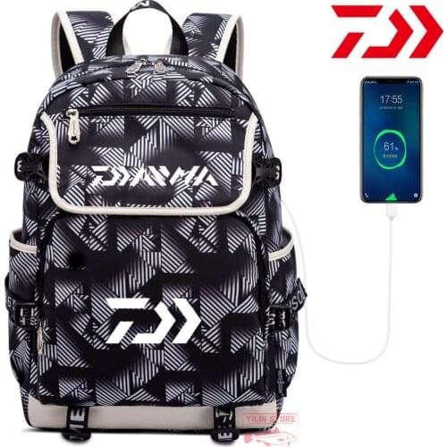 Daiwa Fishing Backpack Men Women Outdoor Sports Fishing Backpack Wear-resistant Waterproof Backpack Simple Casual Travel Backpac
