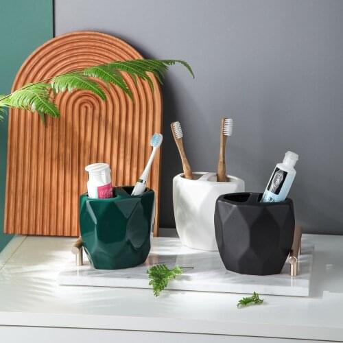 Ceramic Toothbrush Holder Nordic Minimalist Style Wash Cup Set Toothbrush Holder Mouthwash Cup Bathroom Utensils