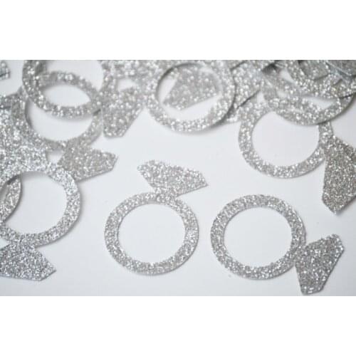 Silver glitter ENGAGEMENT RING CONFETTI engagement wedding table scatters bridal shower bachelorette party decorations