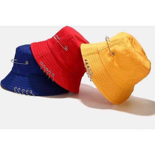 Unisex 2021 Five-ring Pin Fisherman Hat Female Wild Foldable Basin Hat Men Tide Summer Outdoor Sun Protection Couple Sun Cap