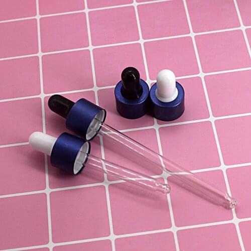 20pcs Glass Dropper Blue Bottle Cap Essential Oil Bottle Pipette Lid Aluminum Cover 5ml 10ml 20ml 30ml 50ml 100ml