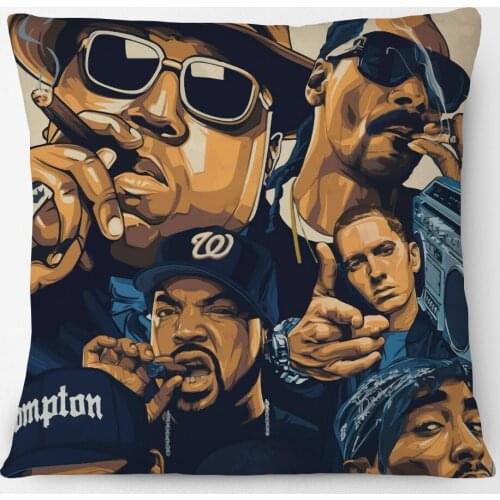 Tupac Christopher Wallace Portraits Cushion Covers Hiphop Rap Music Style Decorative Pillow Case