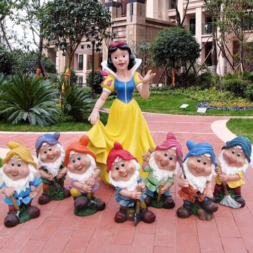 Courtyard Snow White Dwarf Resin Statue Accessories Outdoor Garden Park Figurines Crafts Kindergarten Villa Sculpture Decoration