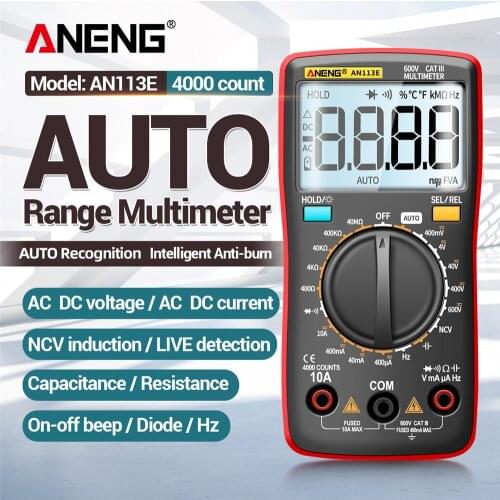 An113E 4000 Counting Universal Portable Digital Volt Ohmmeter for Resistance Frequency Measurement Analyzer AC and DC Tester