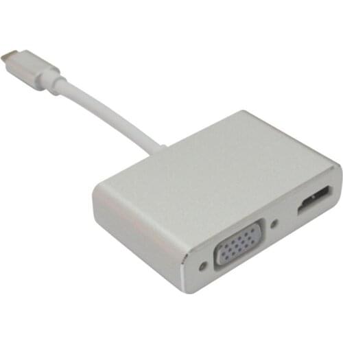 USB-C 3.1 Type C to HDMI & VGA Adapter 2 in1 USB-C to VGA Converter Cable for HDTV Macbook Laptop ,other