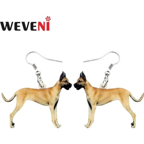 WEVENI Acrylic Elegant Great Dane Dog Earrings Drop Dangle Cartoon Animal Pets Jewelry For Women Girls Teens Gift Charms Bijoux