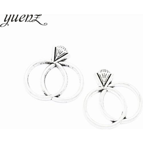 YuenZ 10 pcs Antique Silver color Ring Charms Metal Pendants Jewelry Making Accessories 25*25mm B173