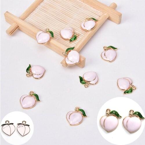 Jewelry Findings Charms Fruit Peach Enamel Alloy 10PCS DIY Craft Pendant