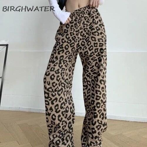Women Leopard Print Pants Spring 2021 Fashion Korean Wide Leg Trousers Women Plus Size Harajuku Streetwear Casual Pants