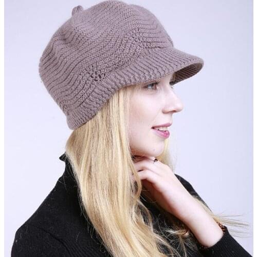 Winter Hats for Women Skullies Beanies Hand Made Hats 2020 NEW Womens Hat Knitted Cap Khaki