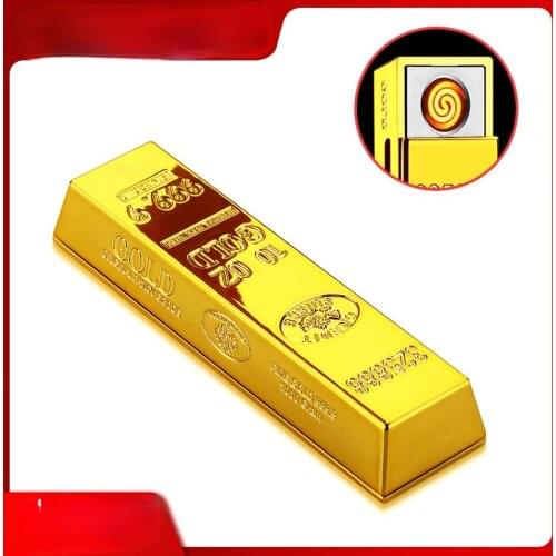 Gold Bar Lighter Rechargeable Cigarette Lighter LED Projection To Run When Personality Smoking Accessories Lighters Smoking