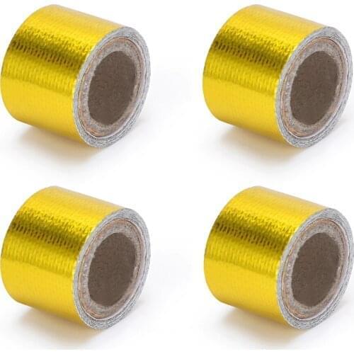 1"x3Ft Gold Car Thermal Exhaust Tape Air Intake Heat Insulation Shield Wrap Reflective Heat Barrier Self Adhesive 4 Pieces