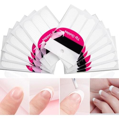 10Pcs/50Pcs Nail Art Sticker Paper Ultra Thin Nail Line Tip Images Printing White Stencil Tip Guide French Manicure Decals