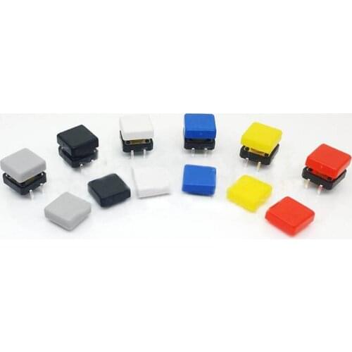 100pcs 12*12mm push button switch cap square button cap multi color button caps for 12*12mm square tactile switches
