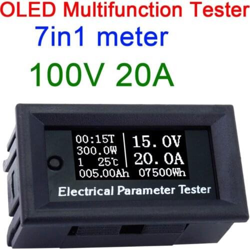 100V 20A OLED Digital Tester amp Volt Power meter Time Capacity energy Temp