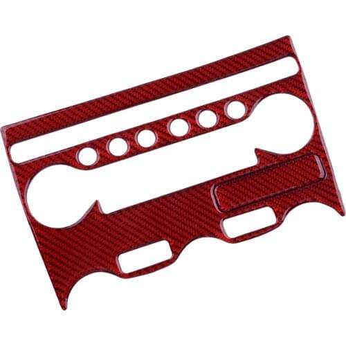 2Pcs/Set Car AC Panel Frame Cover Trim Sticker Red Carbon Fiber Fit For Nissan 370Z 2009 2010 2011 2012 2013 2014 2015-2020 LHD