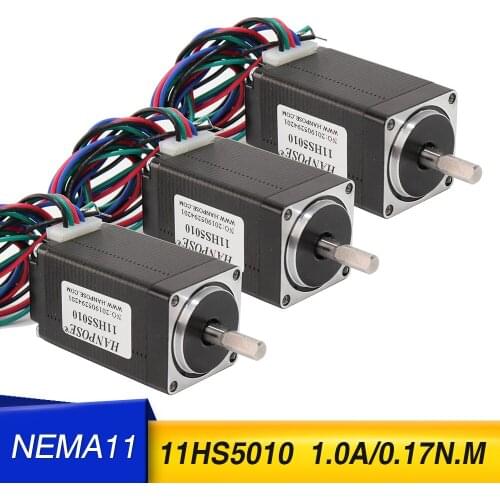 3PCS 11HS5010 NEMA11 4-Phase 1.8 Degree Stepper Motor 1700g.cm/1.0A Mill Laser Engraving New