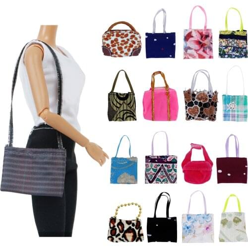 5 Pcs/Lot Random Mixed Style Cute Bags Colorful Shoulder Handbag DIY Accessories for Barbie Doll Baby Girl Kids Lovely Toy