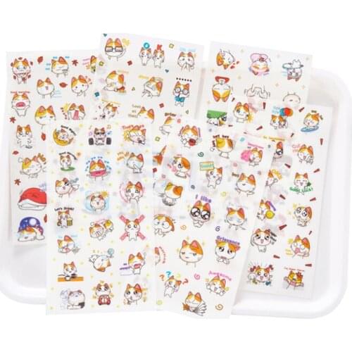 6pcs Cat Stickers Set Decorative Stationery Stickers Scrapbooking DIY Diary Album Stick Lable